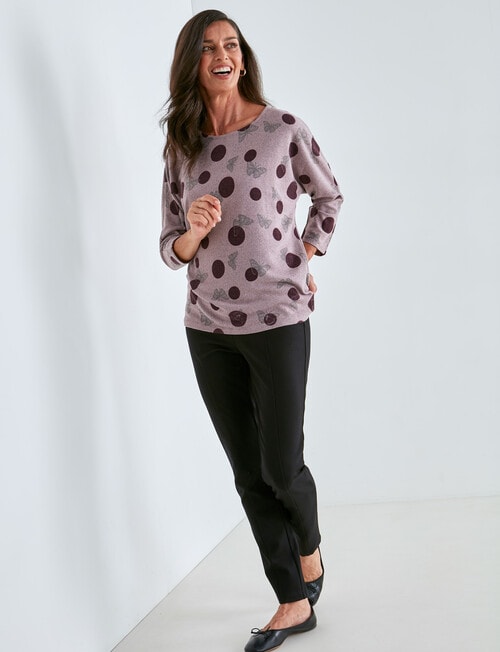 Ella J Butterfly 3/4 Soft Touch Batwing Top, Aubergine product photo View 03 L