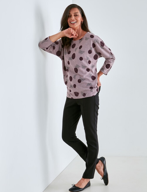 Ella J Butterfly 3/4 Soft Touch Batwing Top, Aubergine product photo View 05 L