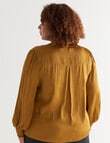 Studio Curve Satin Shirred Shirt, Rust product photo View 02 S
