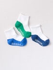 Bonds Logo Lite Quarter Crew Socks, 3-Pack, White & Blues product photo