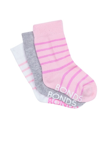 Bonds Stay Ons Crew Socks, 3-Pack, Stripe Pinks product photo