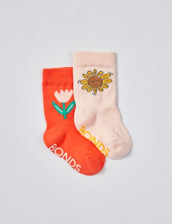 Bonds Stay Ons Crew Socks, 2-Pack, Sunflower Tulip product photo