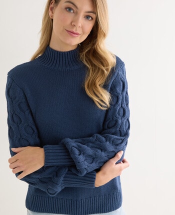Zest Cable Sleeve Knit Jumper, Dark Teal product photo