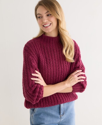 Zest Chunky Knit Jumper, Dark Berry product photo