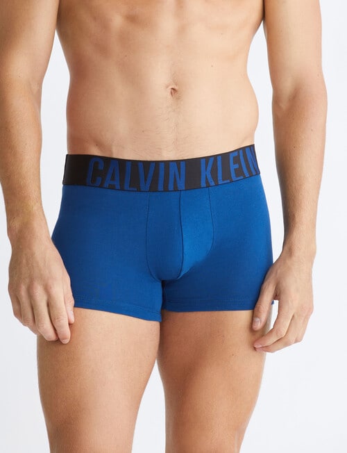 Calvin Klein Intense Power Cotton Trunk, 3-Pack, Navy Peony, Black & Blue Atoll product photo View 02 L