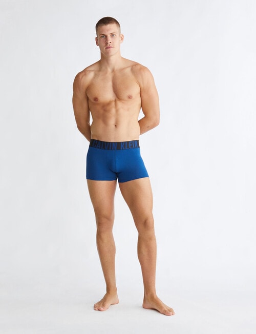 Calvin Klein Intense Power Cotton Trunk, 3-Pack, Navy Peony, Black & Blue Atoll product photo View 05 L