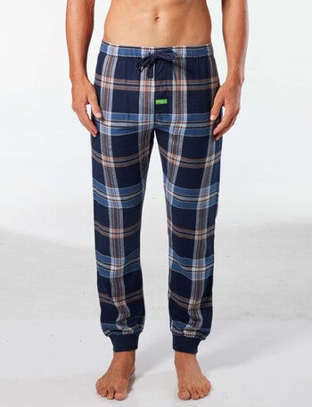 Mitch Dowd Bobby Check Bamboo-Blend Flannel Slim Leg Sleep Pant, Navy product photo