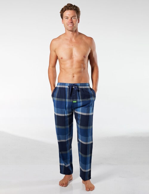 Mitch Dowd Midnight Check Bamboo Flannel Sleep Pant, Blue product photo View 04 L