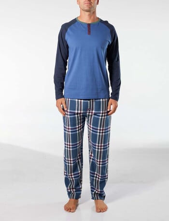 Mitch Dowd Ricky Cotton Flannel Long Pyjama Set, Blue product photo