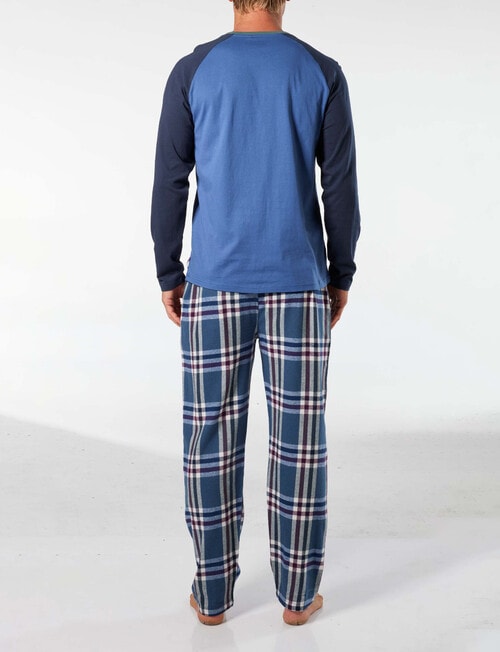 Mitch Dowd Ricky Cotton Flannel Long Pyjama Set, Blue product photo View 02 L