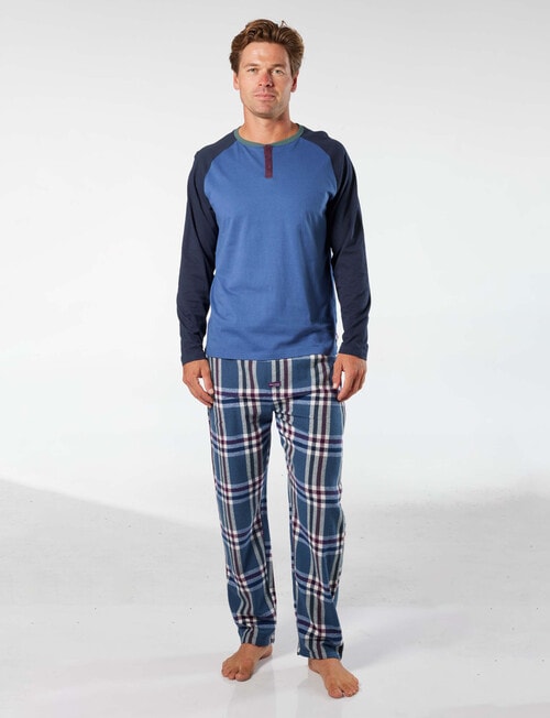 Mitch Dowd Ricky Cotton Flannel Long Pyjama Set, Blue product photo View 04 L