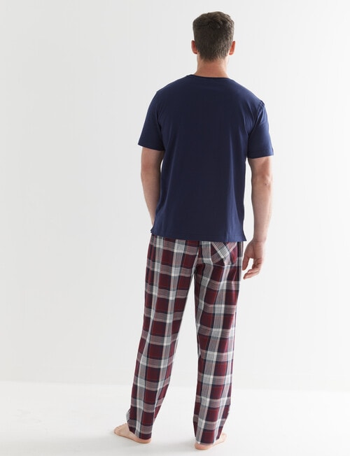 Mazzoni Short Sleeve Tee & Check Pant PJ Set, Navy, Red & Gold product photo View 02 L