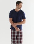 Mazzoni Short Sleeve Tee & Check Pant PJ Set, Navy, Red & Gold product photo View 03 S