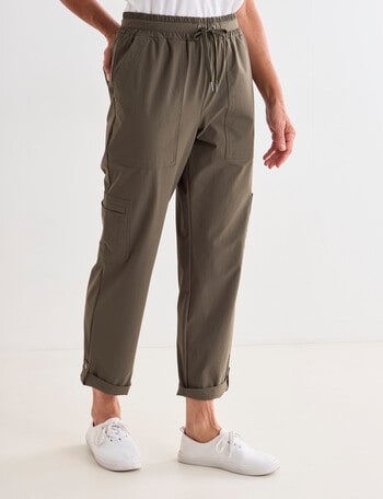 Ella J Pull-On Cargo Pant, Khaki product photo