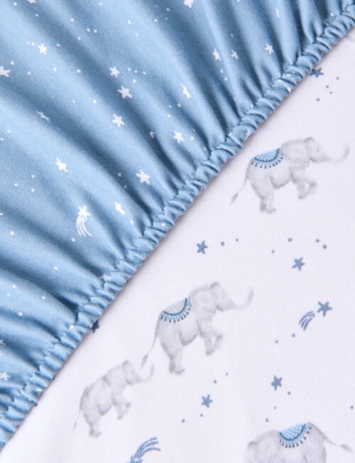 Little Textiles Co-Sleeper Fitted Sheet, 2-Pack, Elephants product photo View 03 L