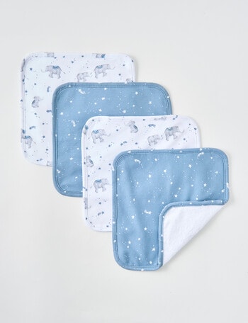 Little Textiles Wash Cloth, 4-Pack, Elephants product photo