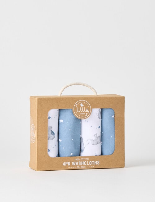 Little Textiles Wash Cloth, 4-Pack, Elephants product photo View 02 L