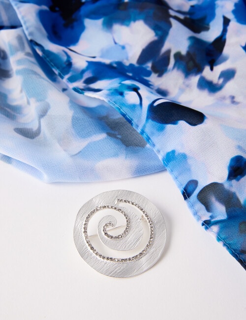 Boston + Bailey Brooch + Printed Scarf Set, Blue product photo View 05 L