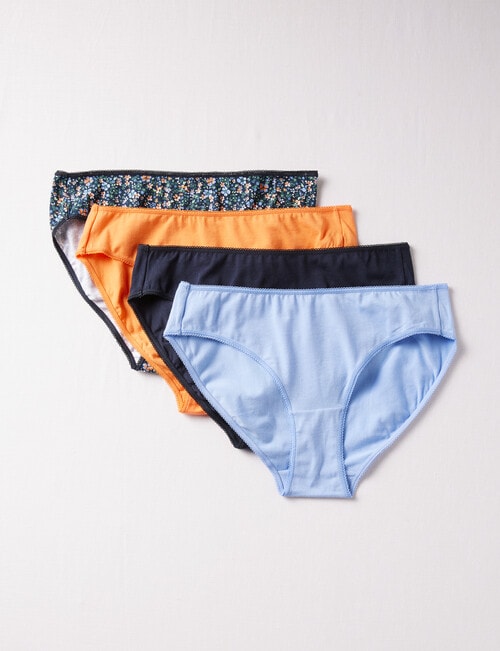 Lyric Bikini Briefs, 4-Pack, Ditsy Navy, 8-18 product photo