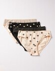 Lyric Geometric Print Bikini Briefs, Black & Neutral, 4-Pack, 8-18 product photo