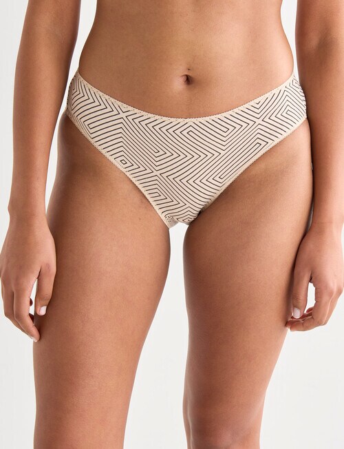 Lyric Geometric Print Bikini Briefs, Black & Neutral, 4-Pack, 8-18 product photo View 02 L