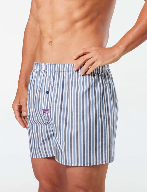 Mitch Dowd Woven Dogs & Stripe Cotton Boxer Short, 3-Pack, Blue product photo View 04 L