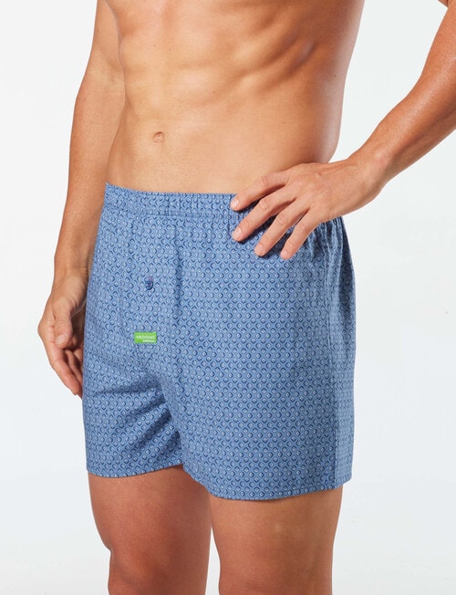 Mitch Dowd Woven Hexo Geo Bamboo-Blend Boxer Short, Blue product photo View 03 L