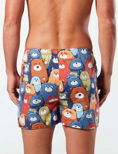 Mitch Dowd Funny Bears Woven Cotton Boxer Short, Blue product photo View 02 L