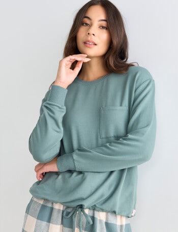Mineral Lounge Soft Lounge Drawstring Top, Sage product photo