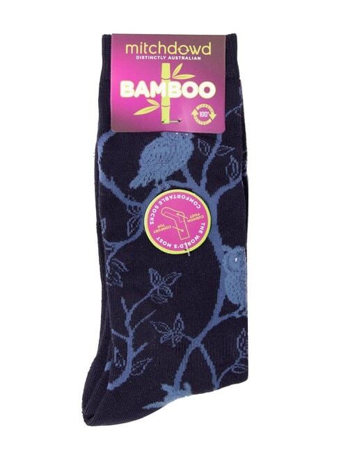 Mitch Dowd Owl Bamboo Comfort Crew Sock, Dark Navy product photo View 02 L