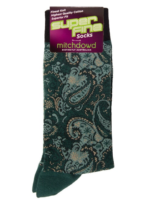 Mitch Dowd Paisley Crew Sock, Green product photo View 02 L