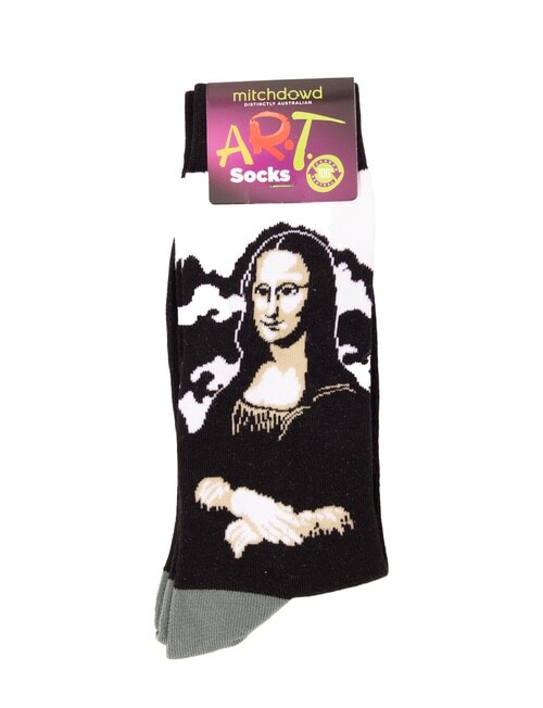 Mitch Dowd Mona Lisa Crew Art Sock, Black product photo View 02 L