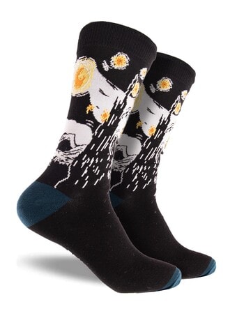 Mitch Dowd Starry Night Crew Art Sock, Black product photo