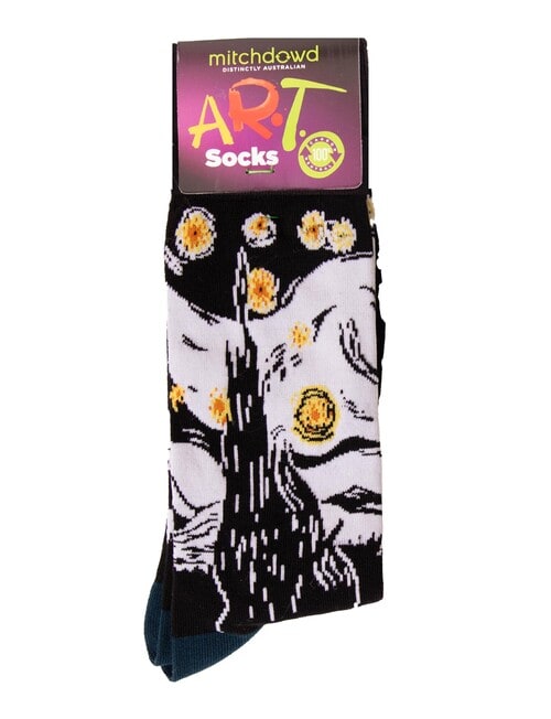 Mitch Dowd Starry Night Crew Art Sock, Black product photo View 02 L