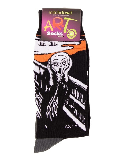 Mitch Dowd Scream Crew Art Sock, Black product photo View 02 L