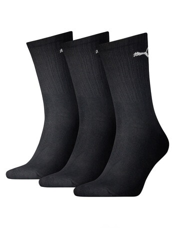 Puma Crew Cushioned Sports Sock, 3-Pack, Black product photo