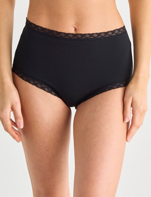 Lyric Lisa Cotton Lace Trim Full Brief, Black product photo