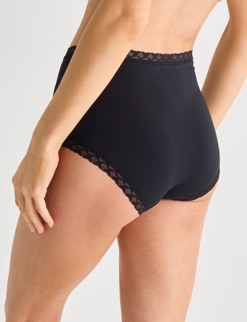 Lyric Lisa Cotton Lace Trim Full Brief, Black product photo View 02 L