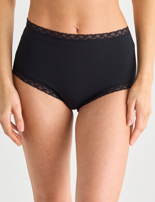 Lyric Lisa Cotton Lace Trim Full Brief, Black product photo