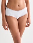 Lyric Lisa Cotton Lace Trim Boyleg Brief, White, 8-18 product photo