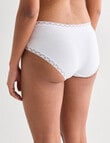 Lyric Lisa Cotton Lace Trim Boyleg Brief, White, 8-18 product photo View 02 S