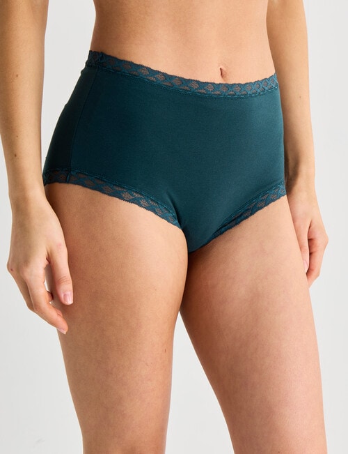 Lyric Lisa Cotton Lace Trim Full Brief, Emerald, 8-18 product photo