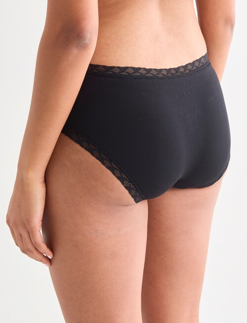 Lyric Lisa Cotton Lace Trim Boyleg Brief, Black, 8-18 product photo View 02 L