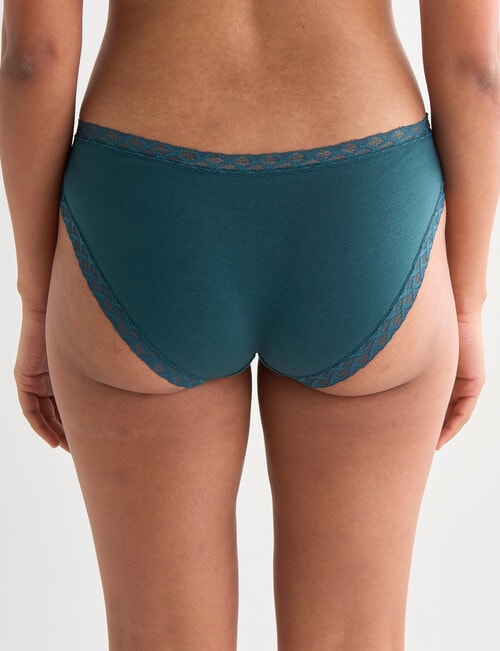Lyric Lisa Cotton Lace Trim Bikini Brief, Emerald, 8-18 product photo View 02 L