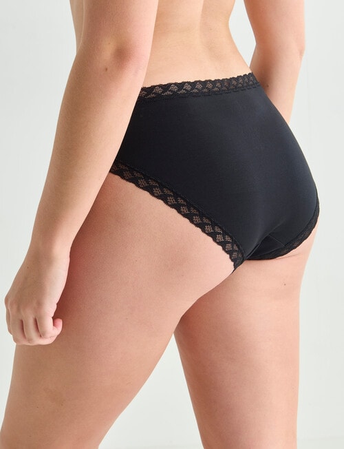 Lyric Lisa Cotton Lace Trim Hi Cut Brief, Black, 8-18 product photo View 02 L