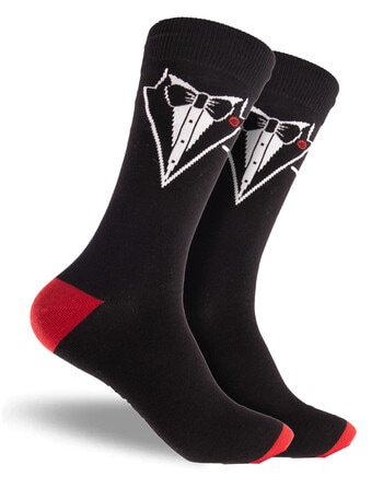 Mitch Dowd Men's Tuxedo Cotton Crew Socks, Black product photo
