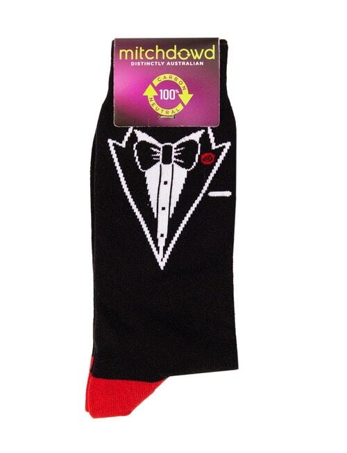 Mitch Dowd Men's Tuxedo Cotton Crew Socks, Black product photo View 02 L
