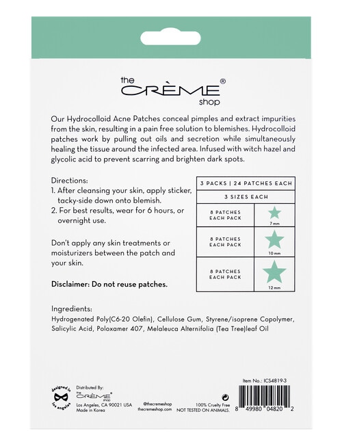 The Crème Shop Acne Patches, Clear Skin Hydrocolloid product photo View 03 L