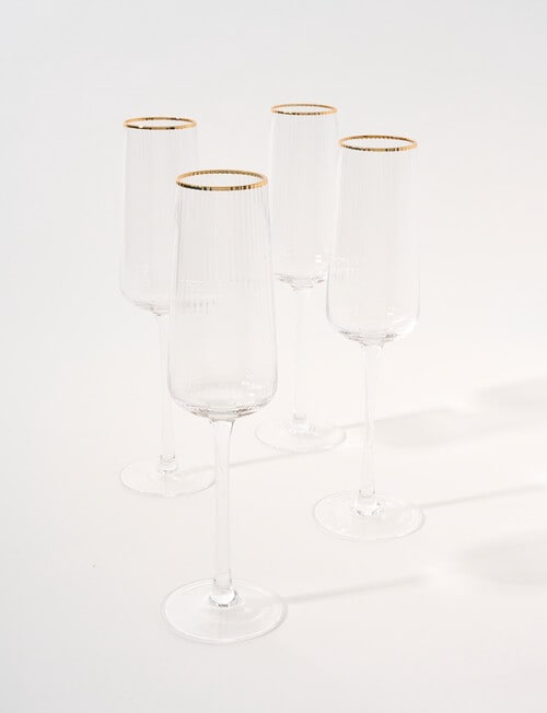 CinCin Kingston Flute Glass, Gold Rim, Set Of 4 product photo