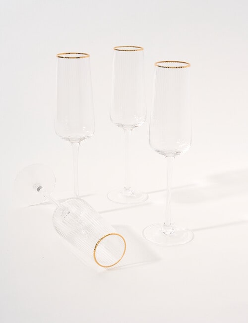 CinCin Kingston Flute Glass, Gold Rim, Set Of 4 product photo View 04 L